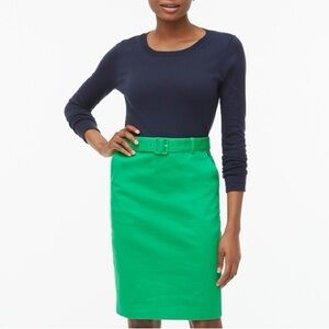 J.Crew Green Belted Pencil Skirt Women’s Size 14 24” Length